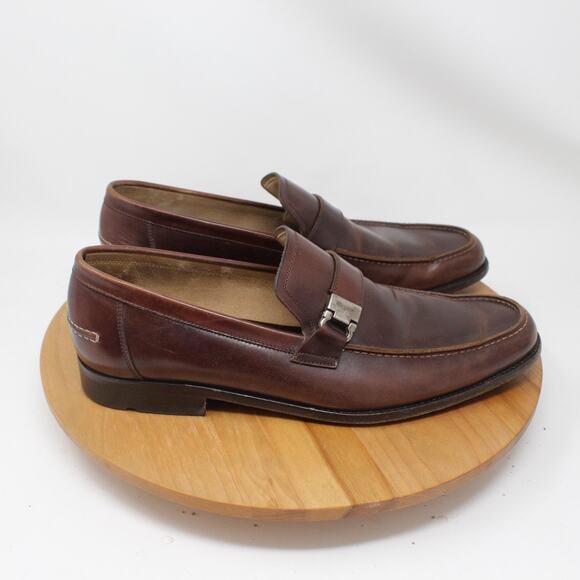 Salvatore Ferragamo Shoes Mens 10 EE Leather Loafers Brown Dress Formal Business - Picture 1 of 9